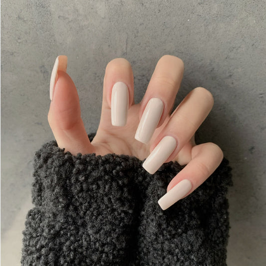Uñas Postizas Rectangulares Beige
