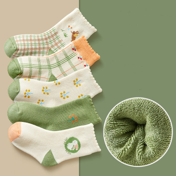 Calcetines Térmicos Infantiles Estampados - Tubo Grueso para Invierno