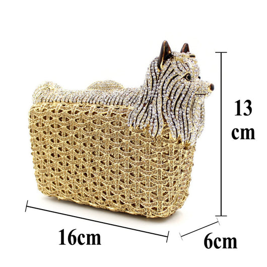 Bolso de Noche Elegante con Cristales Brillantes Diseño Perrito - Image 7
