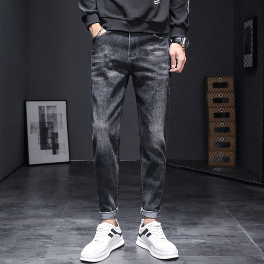 Pantalones Slim Stretch Negro Tendencia Coreana Multiuso Hombre - Image 2
