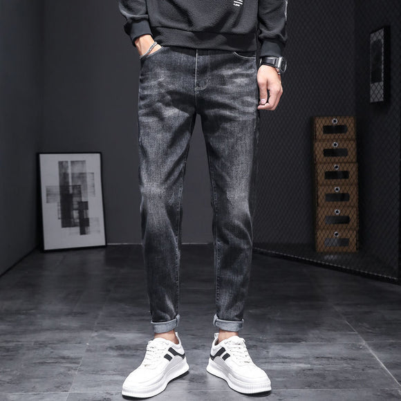 Pantalones Slim Stretch Negro Tendencia Coreana Multiuso Hombre