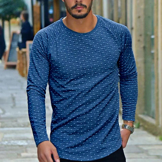 Camiseta Manga Larga Cuello Redondo con Lunares para Hombre - Image 16
