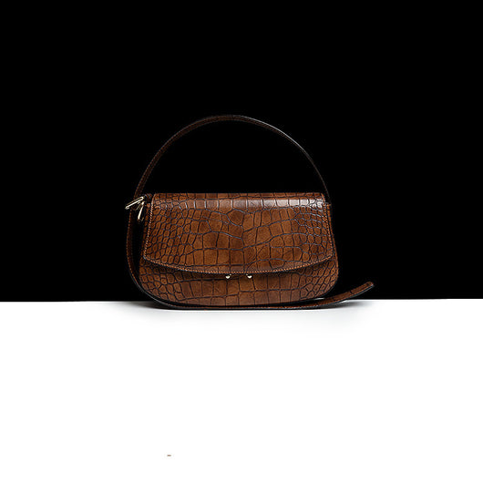 Bolso Baguette de Cuero Genuino con Patrón - Bandolera Elegante para Mujer - Image 5