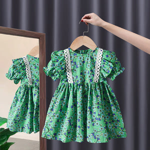 Vestido Floral de Princesa con Manga Corta para Niñas - Image 9