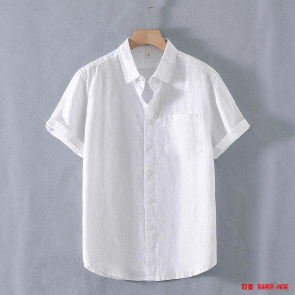 Camisa de Lino Suelta Manga Corta - Comodidad Casual