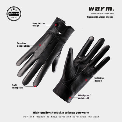 Guantes de Cuero Genuino Unisex con Forro Polar para Otoño e Invierno - Image 6