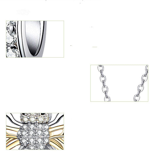 Dije de Plata Esterlina Abeja Chapada en Oro Blanco - Image 8