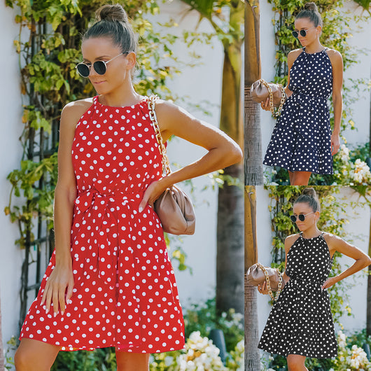 Vestido Elegante de Chifón con Lunares para Mujer
