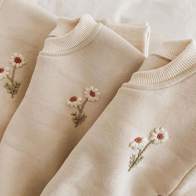 Conjunto de Sudadera Polar con Bordado de Crisantemo para Niños - Image 13