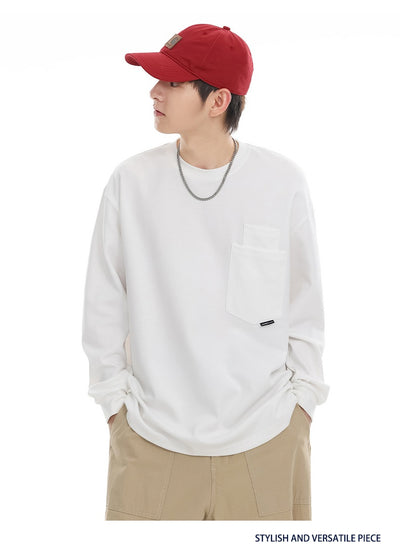 Camiseta Suelta de Cuello Redondo Manga Larga Básica para Hombre - Image 17