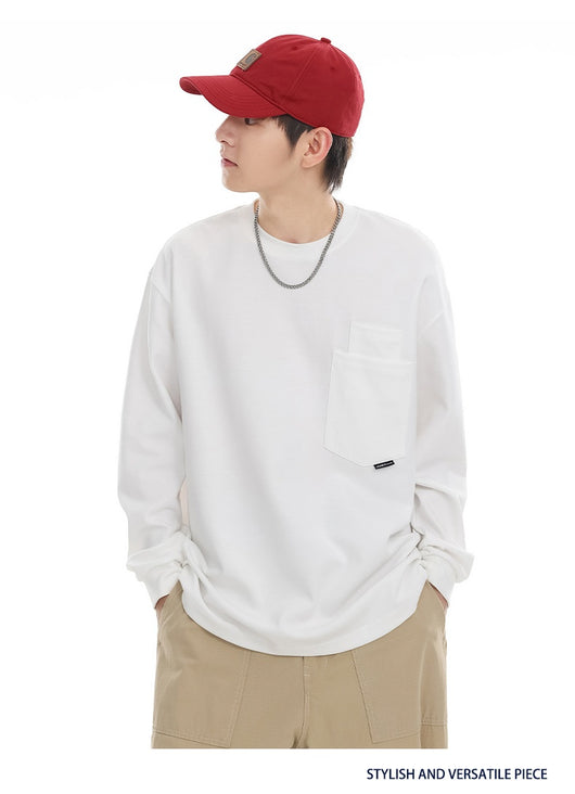 Camiseta Suelta de Cuello Redondo Manga Larga Básica para Hombre - Image 17