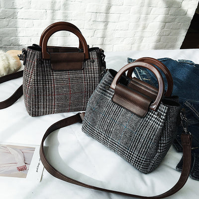 Bolso de Hombro a Cuadros con Contraste - Image 7