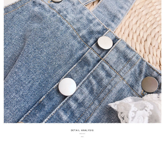 Conjunto Infantil: Overol Denim con Blusa de Encaje - Image 12