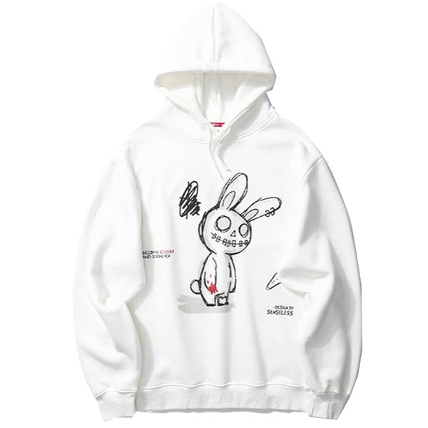 Sudadera con Capucha Estampado Conejo Graffiti para Mujer - Talla Plus