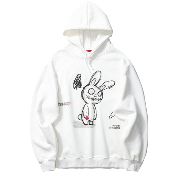 Sudadera con Capucha Estampado Conejo Graffiti para Mujer - Talla Plus