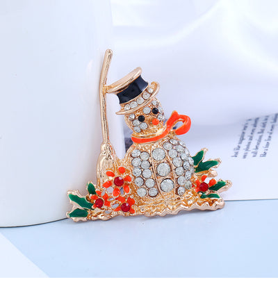 Broche Navideño Muñeco de Nieve Dorado de Lujo - Image 6