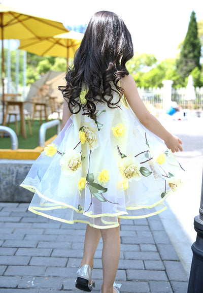 Vestido de Playa Infantil Estampado Floral con Efecto Gasa - Image 6