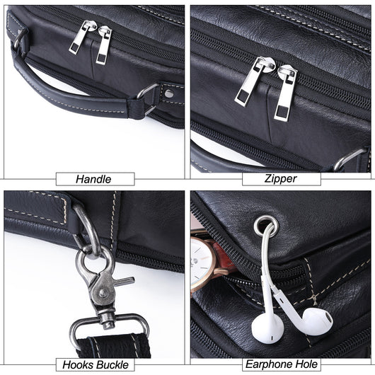 Bolso Mensajero Retro de Cuero Genuino - Maletín Multifuncional Casual - Image 8