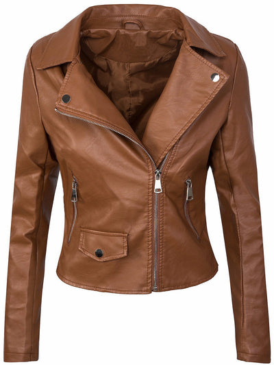 Chaqueta de Cuero PU Corta Ajustada con Cierre para Mujer - Abrigo Elegante Otoño Invierno - Image 9