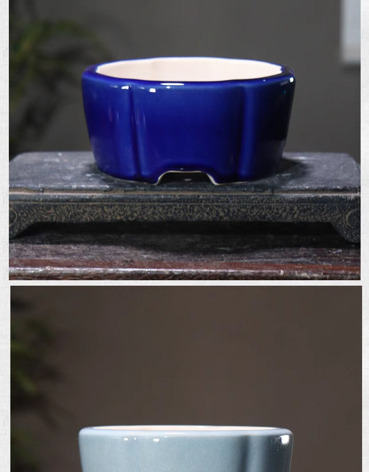 Maceta de Barro Púrpura Estilo Chino con Patrones Geométricos para Bonsái - Image 8