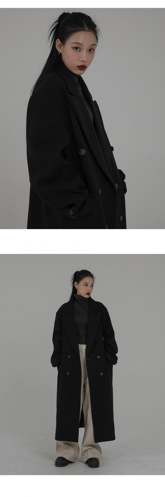 Abrigo Larga Oversized Estilo Coreano Inspirado en Hepburn - Image 10