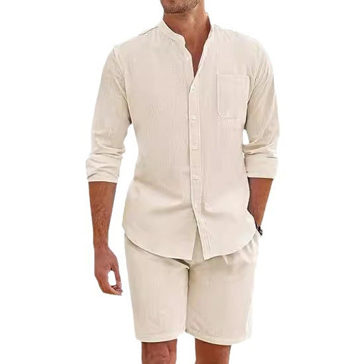Conjunto de Camisa y Shorts en Algodón Lino para Hombre - Image 5