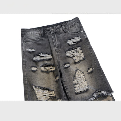 Jeans Rotos Pierna Ancha con Costuras de Camuflaje - Image 2
