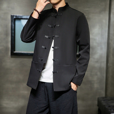 Chaqueta Casual Hombre Algodón y Lino con Bordado Estilo Tang Chino - Image 3