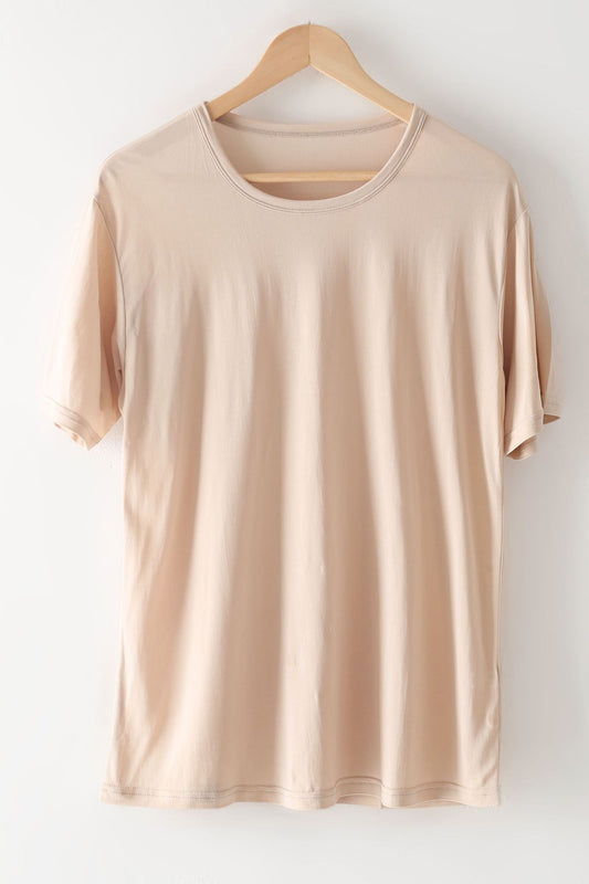 Camiseta de Seda Mulberry Suelta para Hombre - Cuello Redondo - Image 2