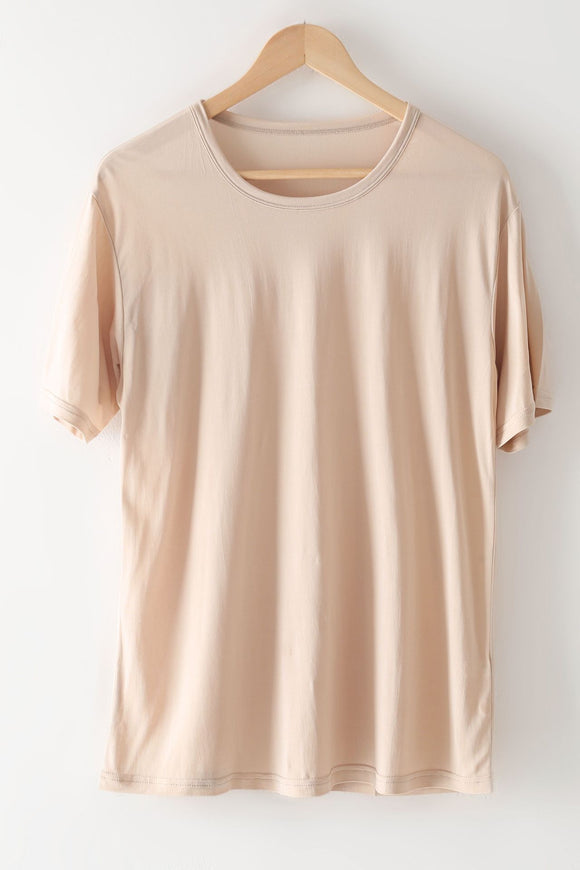 Camiseta Masculina de Seda Mulberry Solta - Gola Redonda