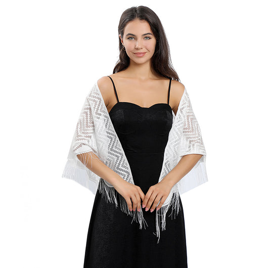 Vestido de Noche con Capa de Encaje y Escote Triangular - Image 48
