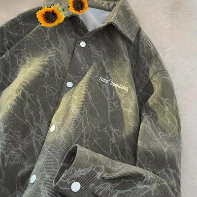 Camisa de Pana Bordada Estilo Retro Americano Premium para Hombre - Image 7