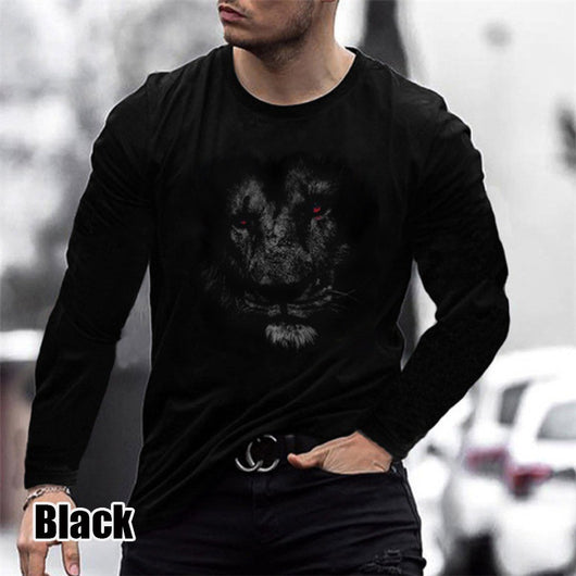 Playera Suelta Cuello Redondo Cabeza de León Negra para Hombre - Image 15