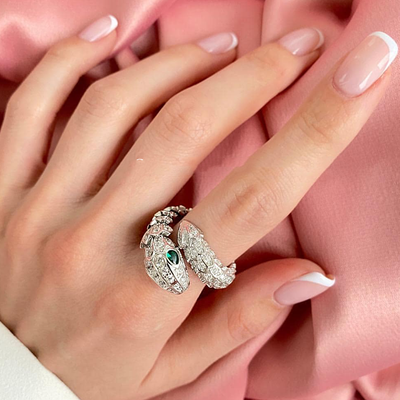 Anillo de Serpiente con Diamantes y Esmeraldas - Image 2