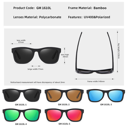 Gafas de Bambú con Marco Negro Texturizado y Patillas Estampadas - Image 4