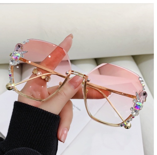 Gafas de Sol Frameless con Cristales de Diamante y Protección UV Morado - Image 7