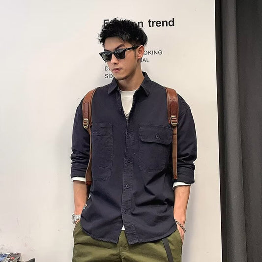 Camisa Chaqueta Suelta Talla Grande Manga Larga para Otoño