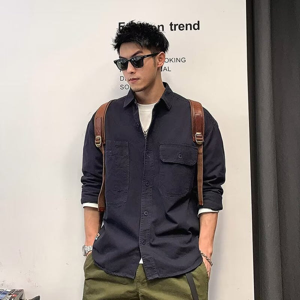 Camisa Chaqueta Suelta Talla Grande Manga Larga para Otoño