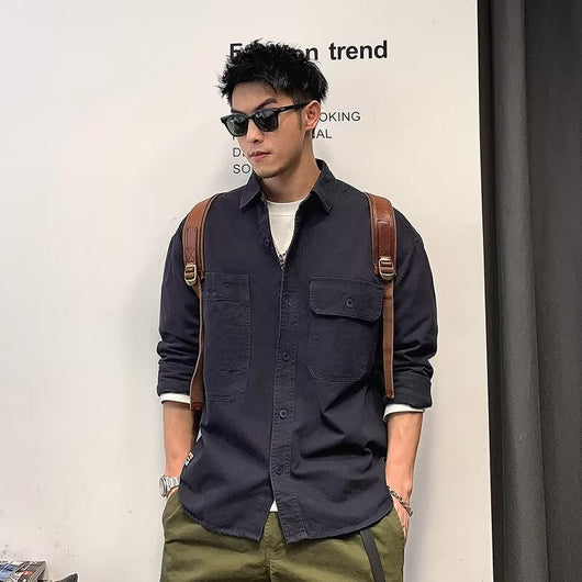 Camisa Chaqueta Suelta Talla Grande Manga Larga para Otoño