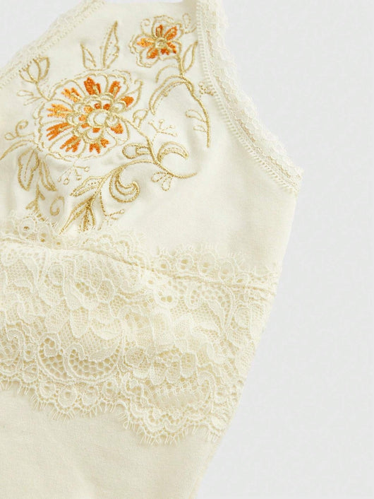 Chaleco Halter de Encaje Floral Bordado Ajustado y Estilizador - Image 20
