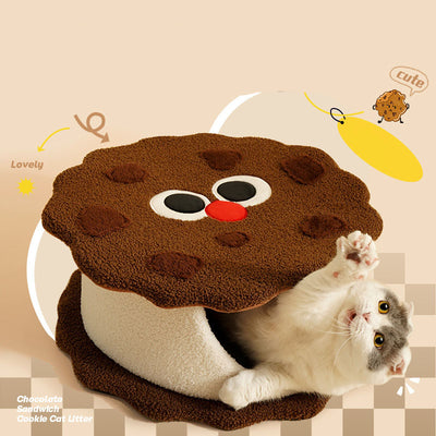Casa Cama para Gato con Forma de Galleta - Refugio Cálido para Otoño e Invierno - Image 5