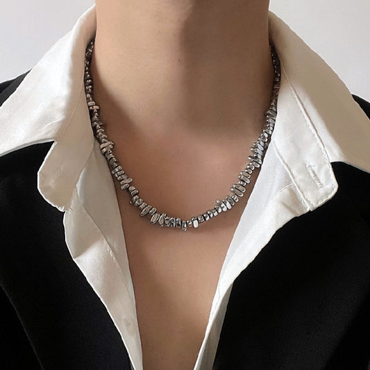 Collar de Acero Titanio Irregular para Parejas - Diseño Lujo Ligero Unisex - Image 2