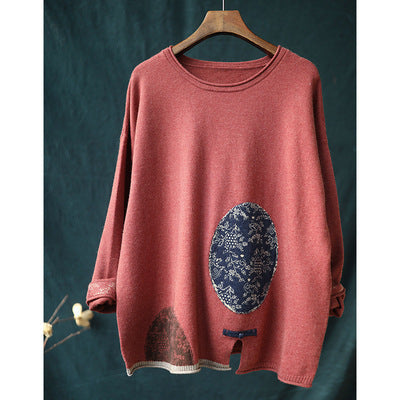 Suéter Largo Artístico de Tejido Jacquard Estilo Folclórico para Mujer