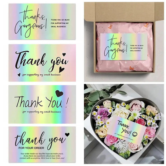 Pack 50 Tarjetas de Felicitación Holográficas Láser para Regalos - Image 2