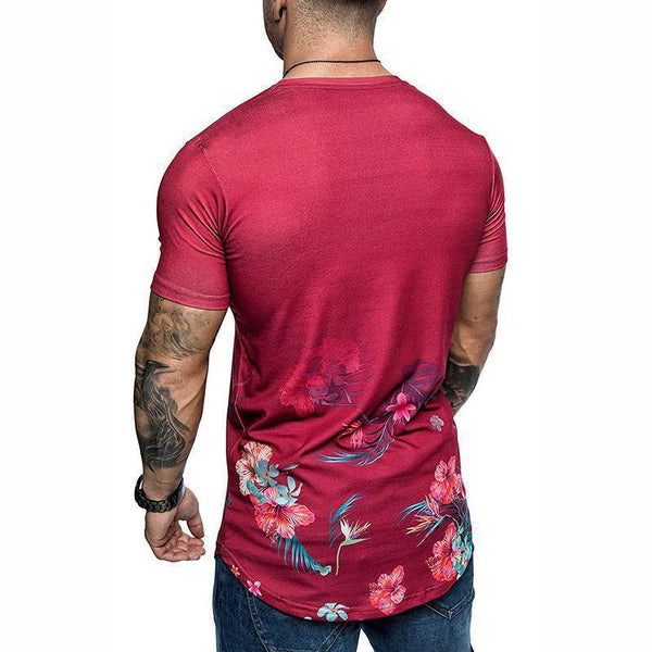 Camisa Estampada Flores Slim Fit Hombre Manga Corta Casual Plus Size - Image 3