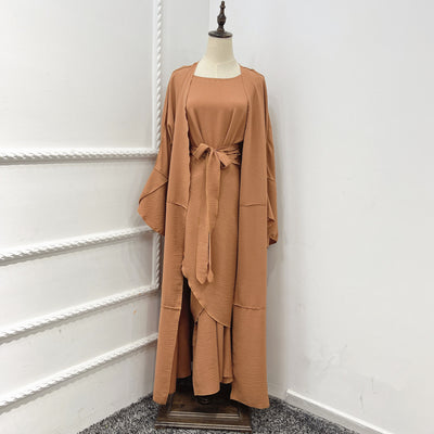 Conjunto de Tres Piezas: Falda Ajustada con Forro Interior y Abrigo Trim - Image 4