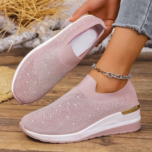 Zapatos de Tacón Cuña Verano para Mujer con Strass y Punta Redonda - Image 8
