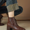 Botas Retro de Cuero Marrón con Cordones