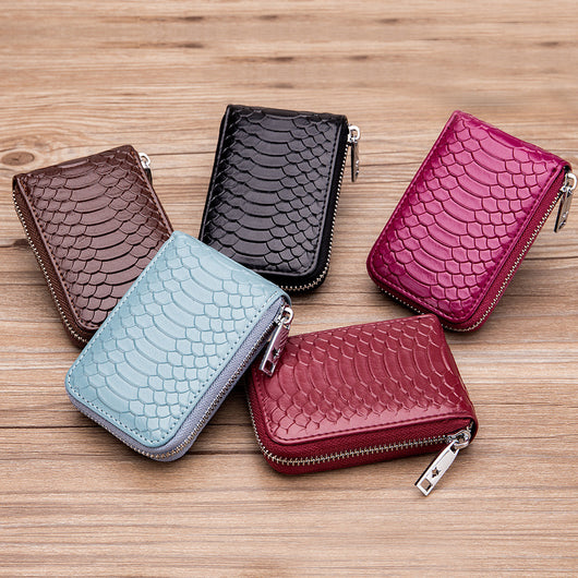 Monedero Pequeño para Tarjetas y Monedas con Patrón de Serpiente para Mujer