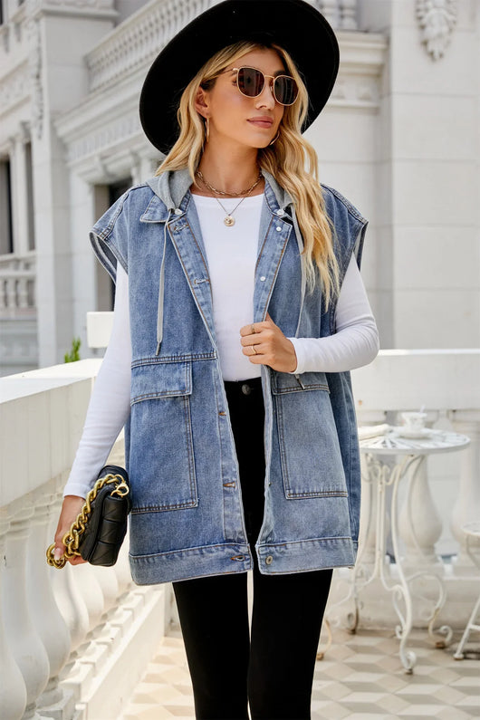 Chaleco Denim sin Mangas Mujer - Tendencia Europea Americana Verano